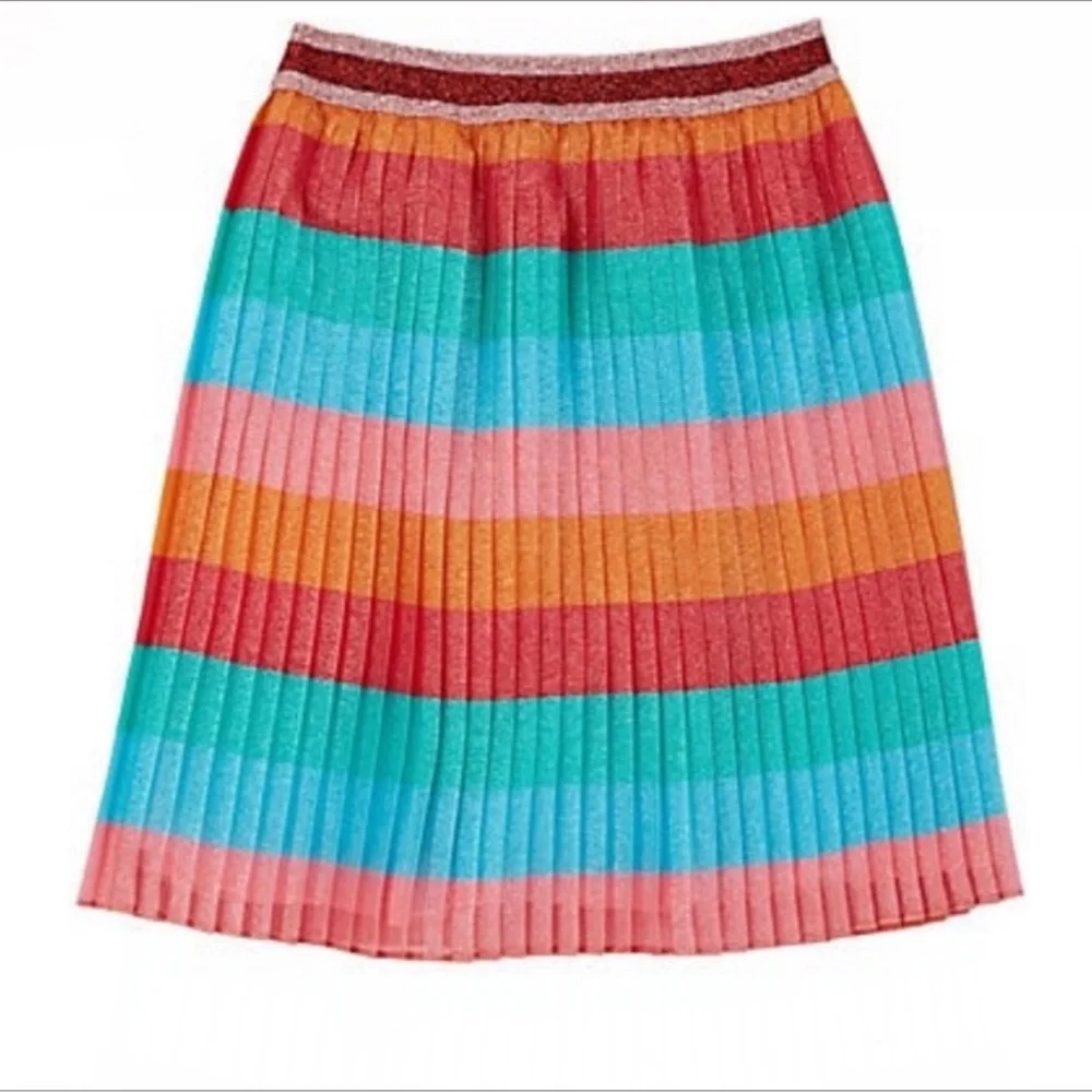 Gucci Rainbow Glitter Stripe Stretch Pleated Skirt